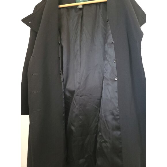 Ralph Lauren Petite Black Wool Blend Double Breasted Pea Coat Gold Buttons P/L - Picture 7 of 8